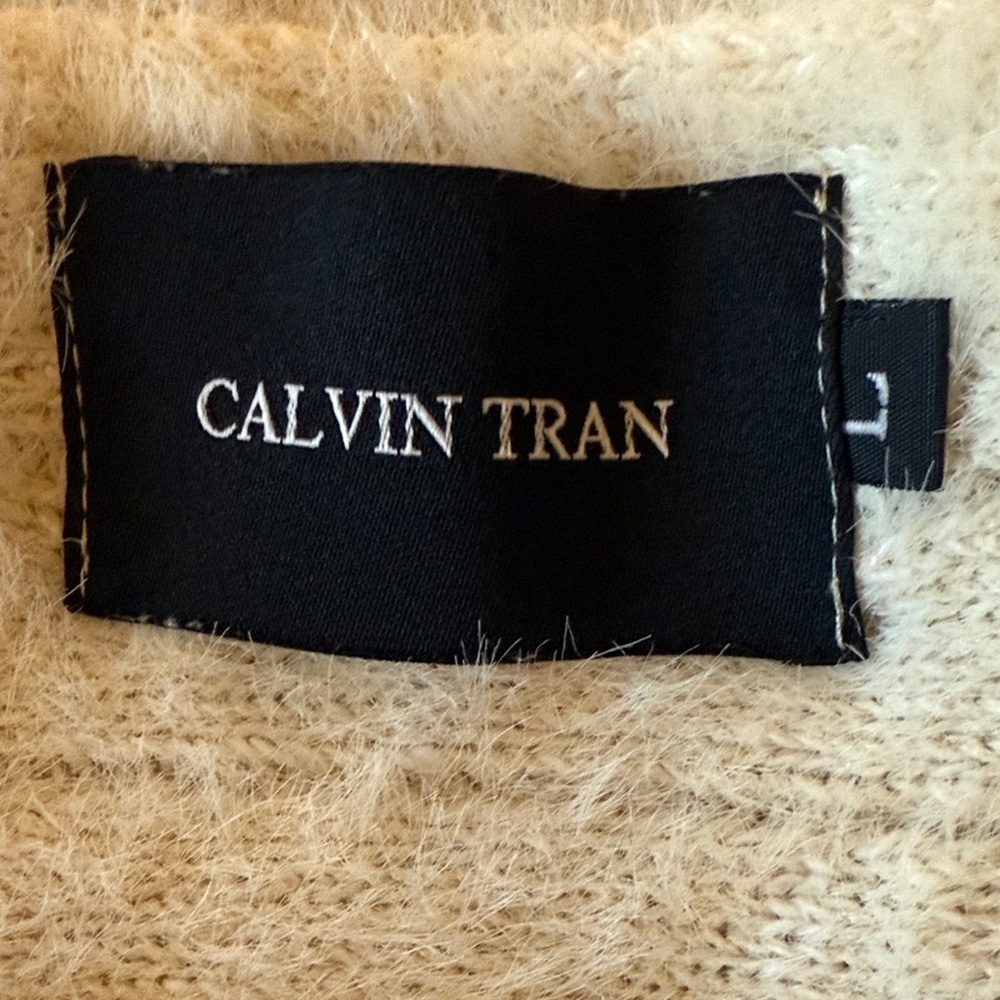 Calvin Tran Ivory Eyelash Knit Poncho Sweater-SizeLarge - Picture 8 of 11